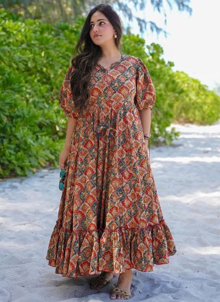Multi Colour Rayon Digital Print Work Casual Kurti for Casual