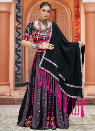 Multi Colour Rayon Embroidered and Mirror Work Readymade Lehenga Choli