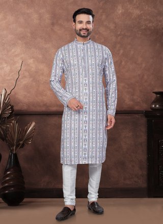 Multi Colour Rayon Kurta Mens Wear with Digital Print and Embroidered Work for Men