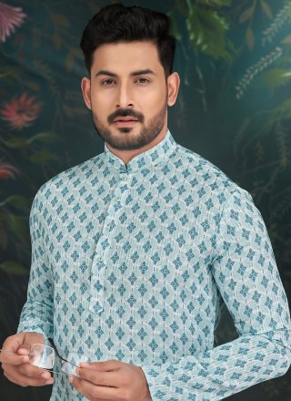 Multi Colour Rayon Kurta Pyjama with Embroidered Work for Men