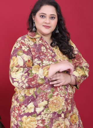 Multi Colour Rayon Print Work Party Wear Kurti for Casual
