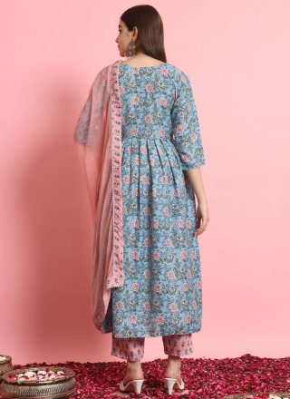 Multi Colour Rayon Print Work Salwar Suit for Women