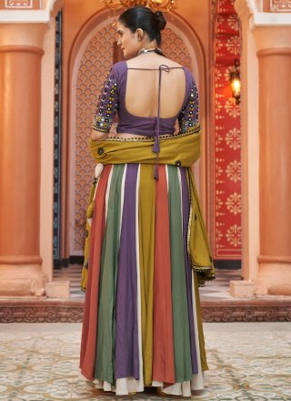 Multi Colour Rayon Readymade Lehenga Choli In Plain