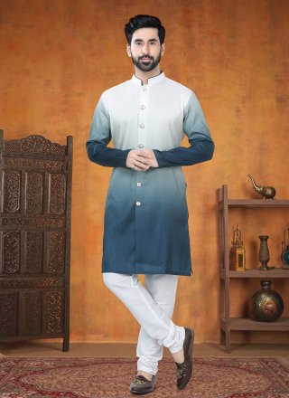 Multi Colour Silk Buttons and Fancy Work Kurta Pyjama