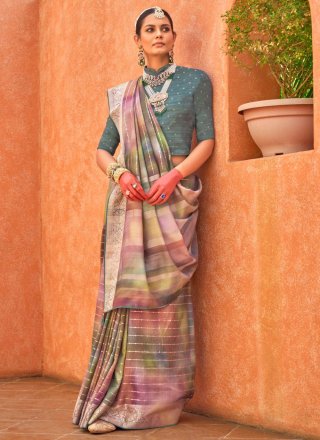 Multi Colour Silk Contemporary Sari