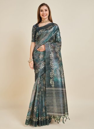 Multi Colour Silk Fancy Work Casual Saree