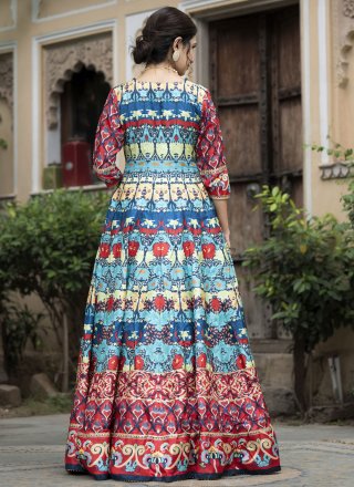 Multi Colour Silk Gown with