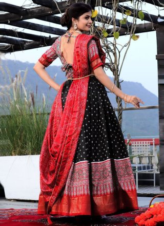 Multi Colour Silk Patola Print Work Bollywood Replica Lehenga Choli for Ceremonial