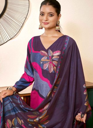 Multi Colour Silk Salwar Suit with Digital Print Work for Ceremonial