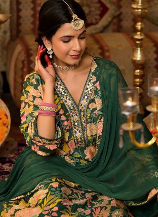 Multi Colour Silk Salwar Suit with Embroidered Work