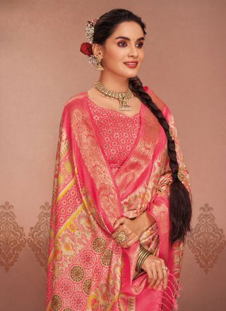 Multi Colour Silk Trendy Saree with Print Work for Ceremonial
