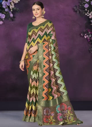 Multi Colour Tussar Silk Traditional Saree