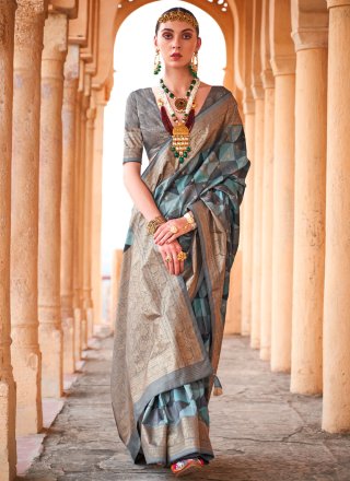 Multi Colour Viscose Designer Sari with Foil Print Work for Women