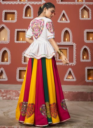 Multi Colour Viscose Embroidered and Mirror Work Readymade Lehenga Choli for Women