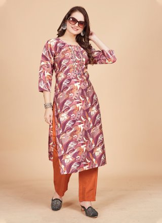 Multi Colour Viscose Embroidered Work Party Wear Kurti for Casual