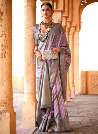 Multi Colour Viscose Foil Print Work Traditional Saree for Ceremonial