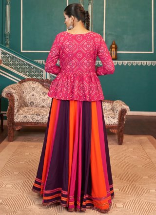 Multi Colour Viscose Lace Work Readymade Lehenga Choli for Ceremonial