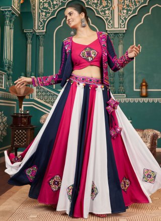 Multi Colour Viscose Readymade Lehenga Choli with Embroidered Work