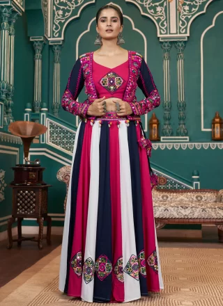 Multi Colour Viscose Readymade Lehenga Choli with Embroidered Work