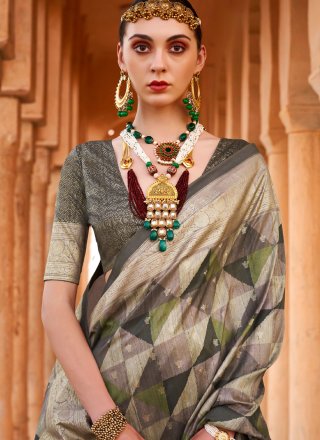 Multi Colour Viscose Trendy Saree with Foil Print Work for Women