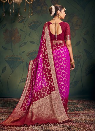 Multi Colour Weaving Work Pure Georgette Trendy Saree