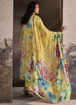 Muslin Salwar Suit In Yellow