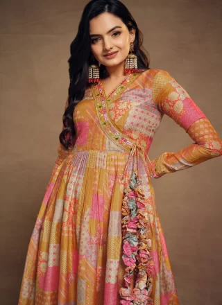Muslin Salwar Suit with Embroidered and Print Work