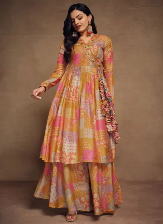 Muslin Salwar Suit with Embroidered and Print Work
