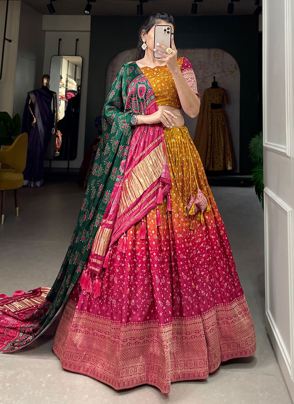 Charming Red And Mustard Net Designer Wedding Lehenga Choli