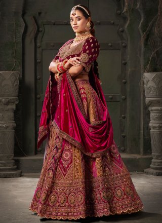 Mustard and Rani Lycra Cord and Embroidered Work Readymade Lehenga Choli
