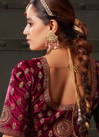 Mustard and Rani Lycra Cord and Embroidered Work Readymade Lehenga Choli