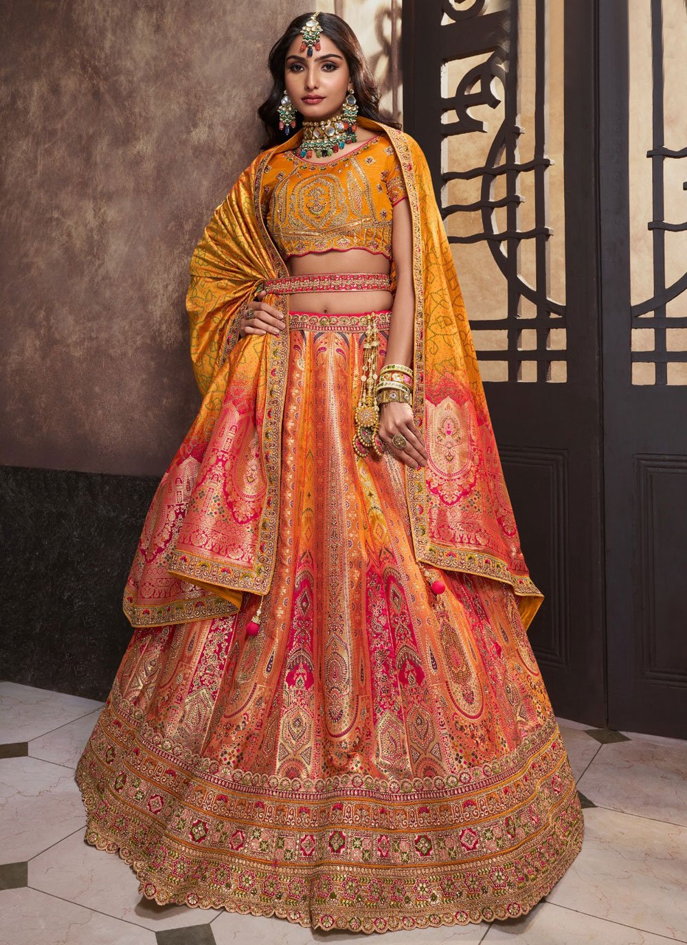 Buy Designer Lehenga - Silk Mustard Heavy Embroidered Lehenga Choli –  Empress Clothing