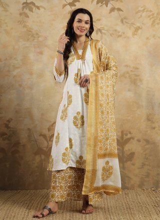 Mustard Blended Cotton Salwar Suit