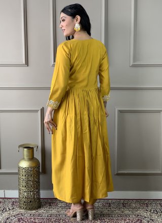 Mustard Chanderi Pant Style Suit