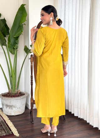 Mustard Chanderi Salwar Suit with