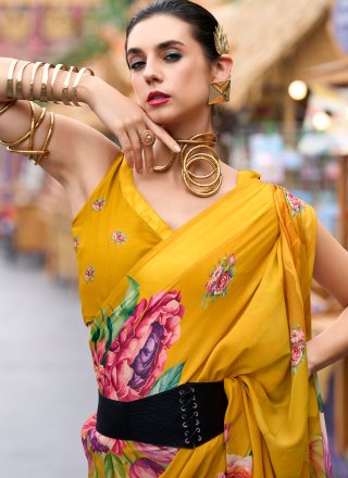 Mustard Georgette Classic Saree