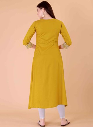 Mustard Rayon Party Wear Kurti