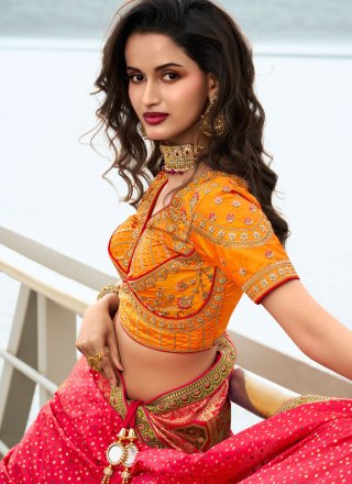 Mustard Silk Lehenga Choli with Embroidered, Sequins and Thread Work for Women