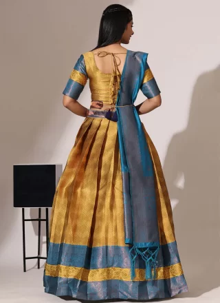 Mustard Silk Woven Work Lehenga Choli for Ceremonial