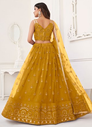 Net A - Line Lehenga Choli with Embroidered, Sequins and Thread Work