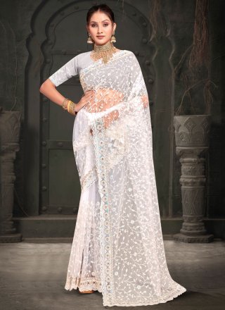 Net Classic Saree In White