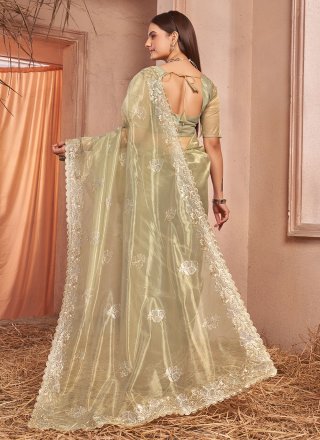 Net Classic Sari with Embroidered and Swarovski Work