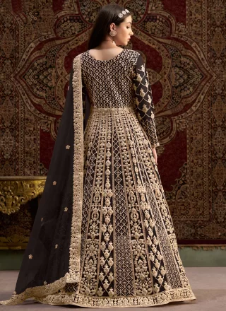 Net  Designer Gown In Black
