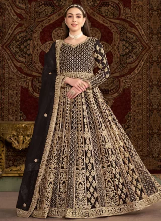 Net  Designer Gown In Black