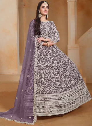 Net  Designer Gown with Embroidered Work