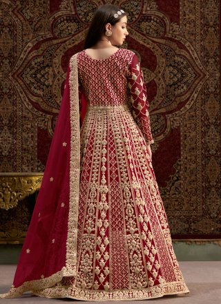 Net Gown In Maroon and Rani