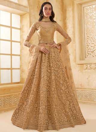 Net Lehenga Choli In Brown