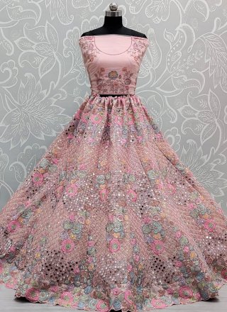Net Lehenga Choli In Pink