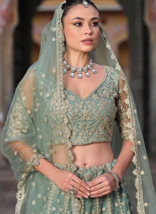 Net Lehenga Choli with Dimond, Embroidered and Sequins Work