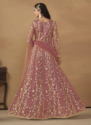 Net Pant Style Suit with Embroidered Work